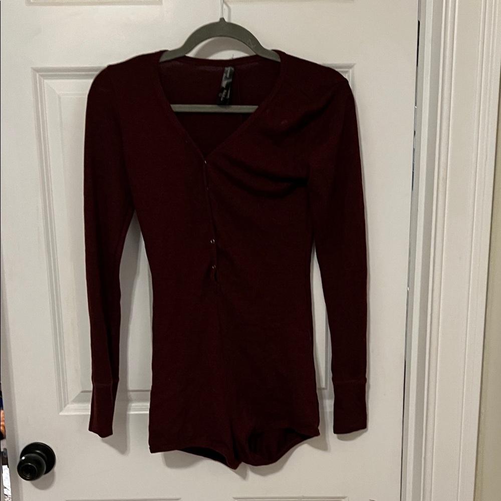 Women's Burgundy Pajama Romper